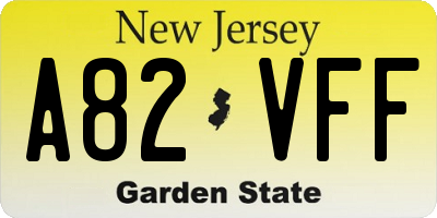 NJ license plate A82VFF