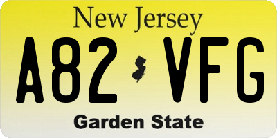 NJ license plate A82VFG
