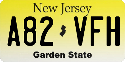 NJ license plate A82VFH