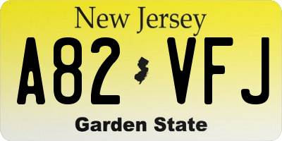 NJ license plate A82VFJ