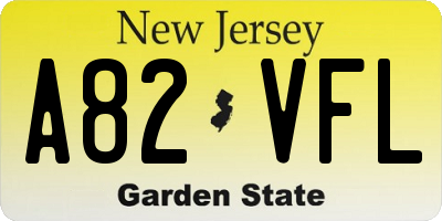 NJ license plate A82VFL