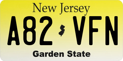 NJ license plate A82VFN