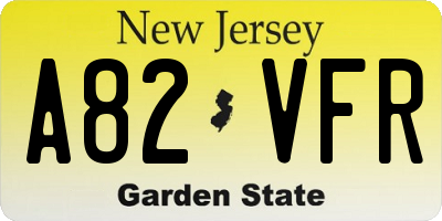 NJ license plate A82VFR