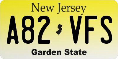 NJ license plate A82VFS