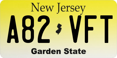 NJ license plate A82VFT