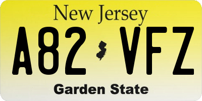 NJ license plate A82VFZ