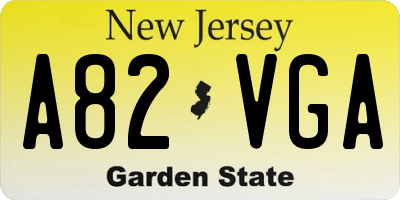 NJ license plate A82VGA