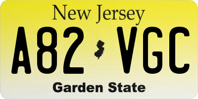 NJ license plate A82VGC