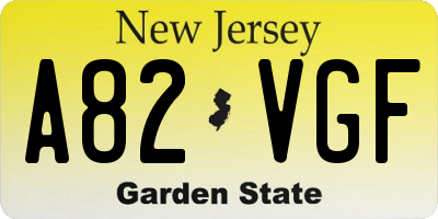 NJ license plate A82VGF