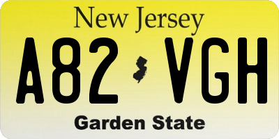 NJ license plate A82VGH