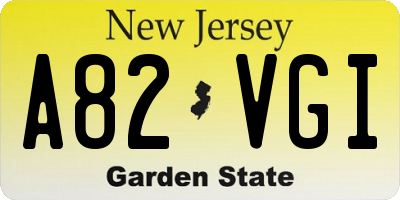 NJ license plate A82VGI