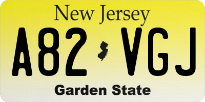 NJ license plate A82VGJ