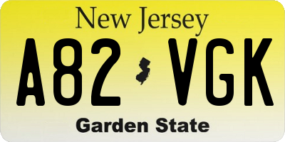 NJ license plate A82VGK