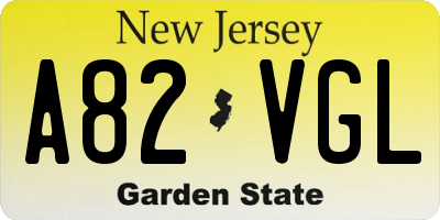 NJ license plate A82VGL