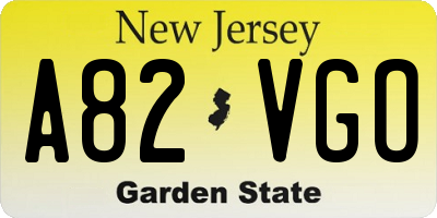 NJ license plate A82VGO