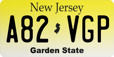 NJ license plate A82VGP