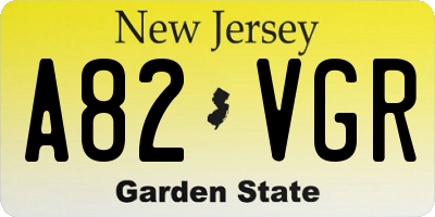 NJ license plate A82VGR