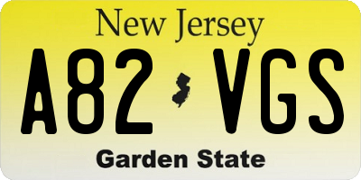 NJ license plate A82VGS