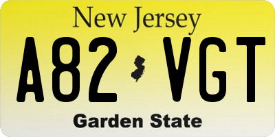 NJ license plate A82VGT