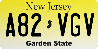 NJ license plate A82VGV