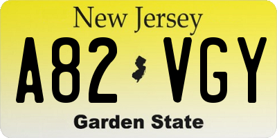NJ license plate A82VGY