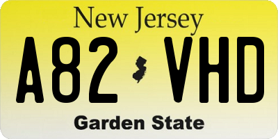 NJ license plate A82VHD