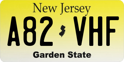 NJ license plate A82VHF