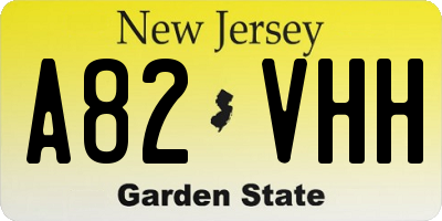 NJ license plate A82VHH