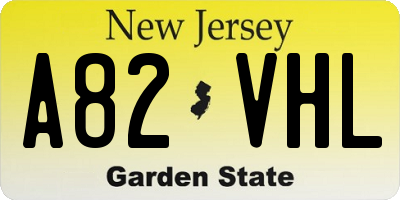 NJ license plate A82VHL