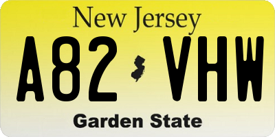 NJ license plate A82VHW