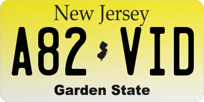 NJ license plate A82VID