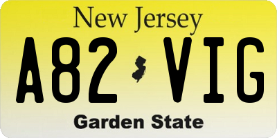NJ license plate A82VIG