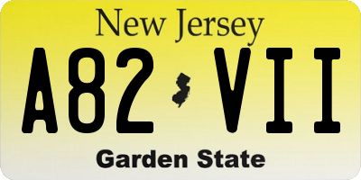 NJ license plate A82VII
