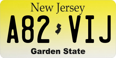 NJ license plate A82VIJ