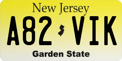 NJ license plate A82VIK