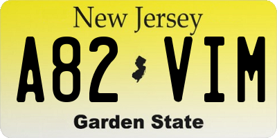 NJ license plate A82VIM