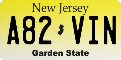 NJ license plate A82VIN