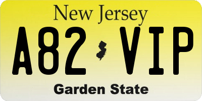 NJ license plate A82VIP