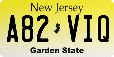 NJ license plate A82VIQ