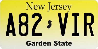NJ license plate A82VIR