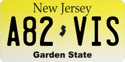 NJ license plate A82VIS