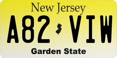 NJ license plate A82VIW