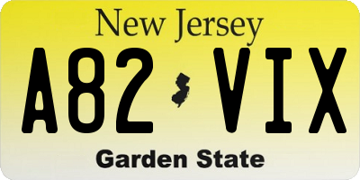 NJ license plate A82VIX