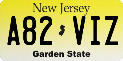 NJ license plate A82VIZ