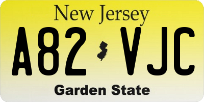 NJ license plate A82VJC