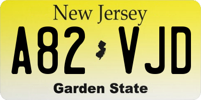 NJ license plate A82VJD
