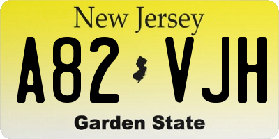NJ license plate A82VJH