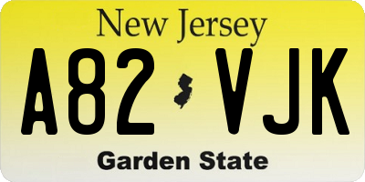 NJ license plate A82VJK
