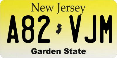 NJ license plate A82VJM
