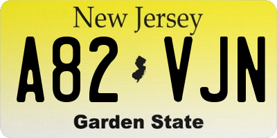 NJ license plate A82VJN